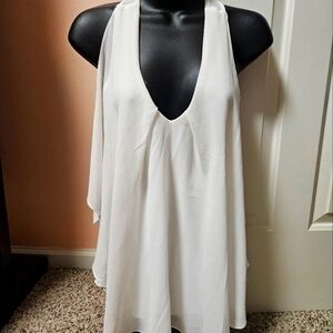 Elegant White Racerback Sheer Halter Top